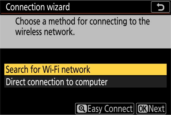 Search for Wi-Fi network